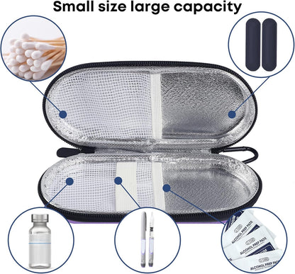 EVA Insulin Cooler Travel Case for Diabetic bag with 2 Ice Packs | Insulated Cooling Bag, 2 Ice Packs Included, For Insulin Pens, Organize Medication, Diabetic Supplies Storage