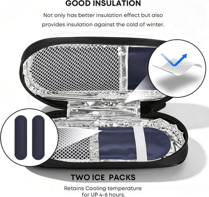 EVA Insulin Cooler Travel Case for Diabetic bag with 2 Ice Packs | Insulated Cooling Bag, 2 Ice Packs Included, For Insulin Pens, Organize Medication, Diabetic Supplies Storage