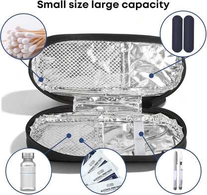 EVA Insulin Cooler Travel Case for Diabetic bag with 2 Ice Packs | Insulated Cooling Bag, 2 Ice Packs Included, For Insulin Pens, Organize Medication, Diabetic Supplies Storage