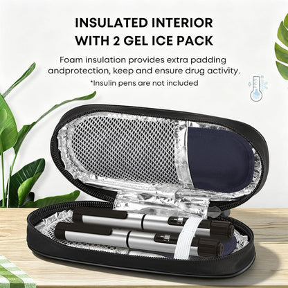 EVA Insulin Cooler Travel Case for Diabetic bag with 2 Ice Packs | Insulated Cooling Bag, 2 Ice Packs Included, For Insulin Pens, Organize Medication, Diabetic Supplies Storage