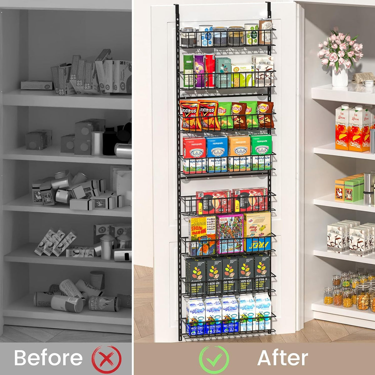 8-Tier Pantry Door Organizer, Black