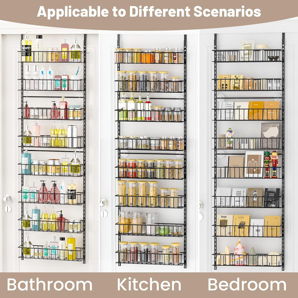 8-Tier Pantry Door Organizer, Black