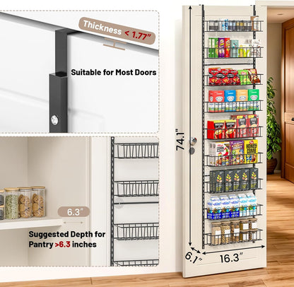 8-Tier Pantry Door Organizer, Black