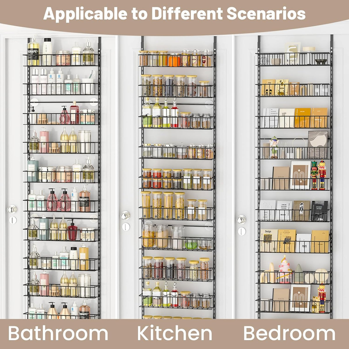 8-Tier Pantry Door Organizer, Black