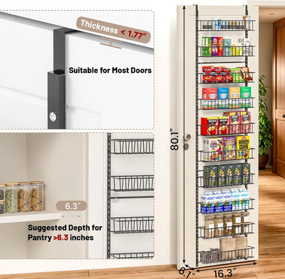 8-Tier Pantry Door Organizer, Black