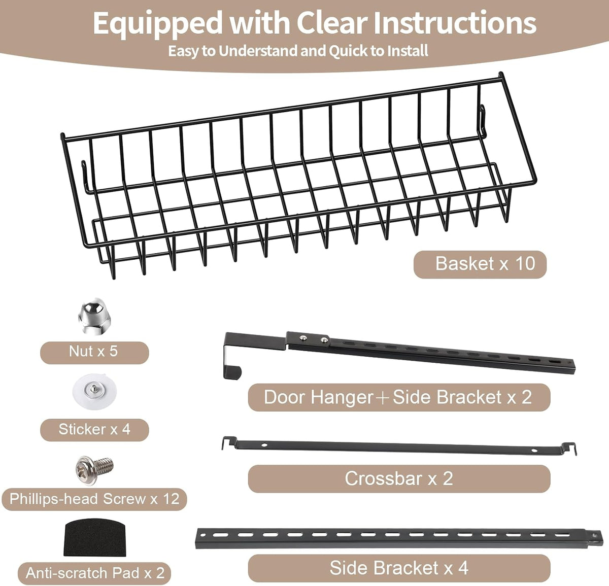 8-Tier Pantry Door Organizer, Black