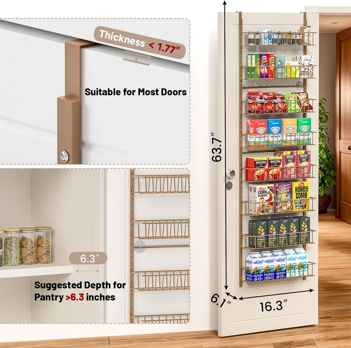 8-Tier Pantry Door Organizer, Black