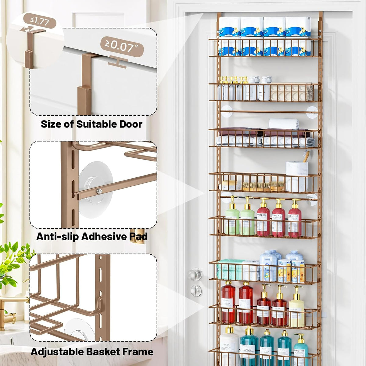 8-Tier Pantry Door Organizer, Black