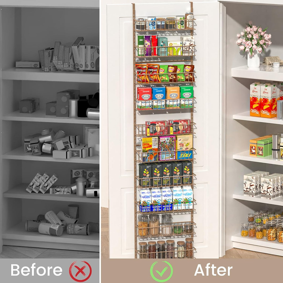 8-Tier Pantry Door Organizer, Black