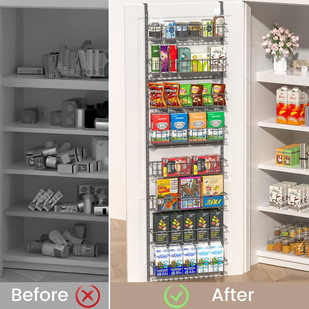 8-Tier Pantry Door Organizer, Black