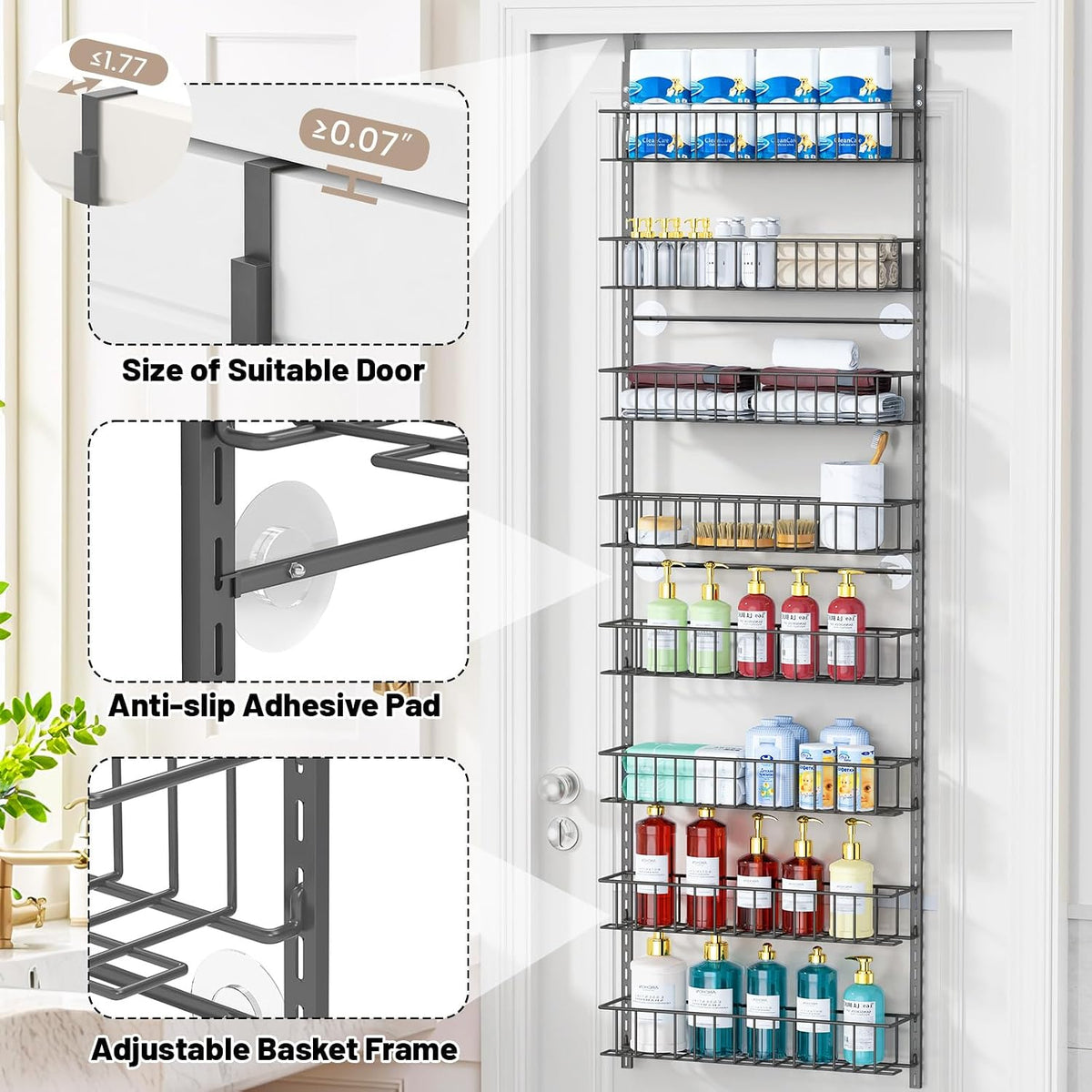 8-Tier Pantry Door Organizer, Black