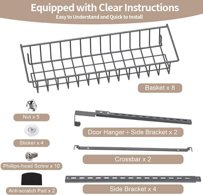 8-Tier Pantry Door Organizer, Black