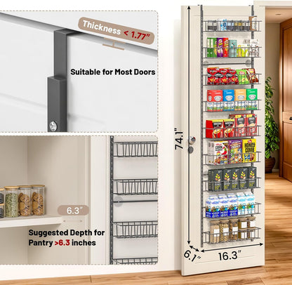 8-Tier Pantry Door Organizer, Black