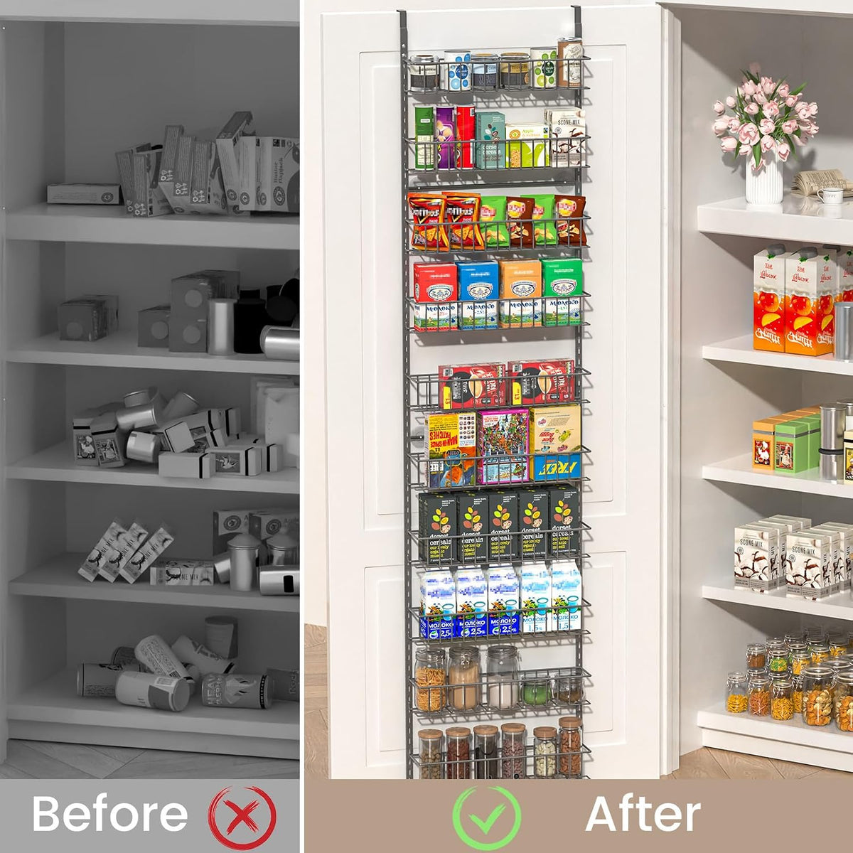 8-Tier Pantry Door Organizer, Black