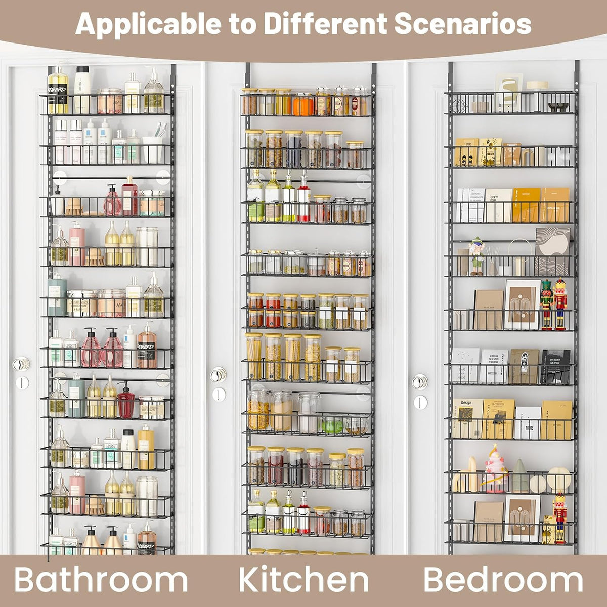 8-Tier Pantry Door Organizer, Black