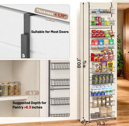 8-Tier Pantry Door Organizer, Black