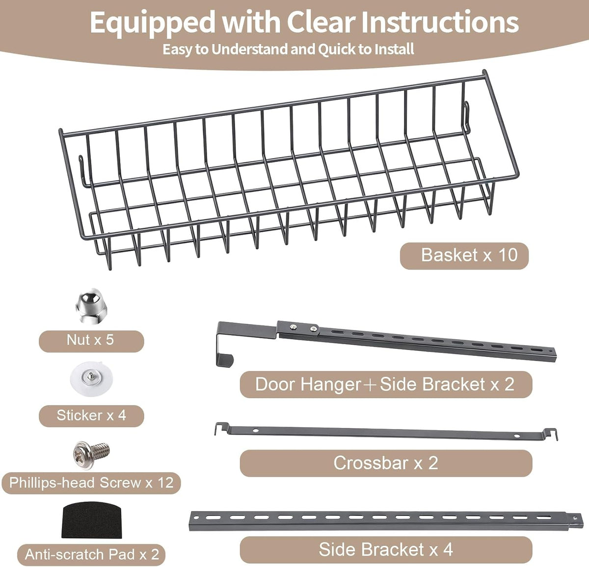 8-Tier Pantry Door Organizer, Black