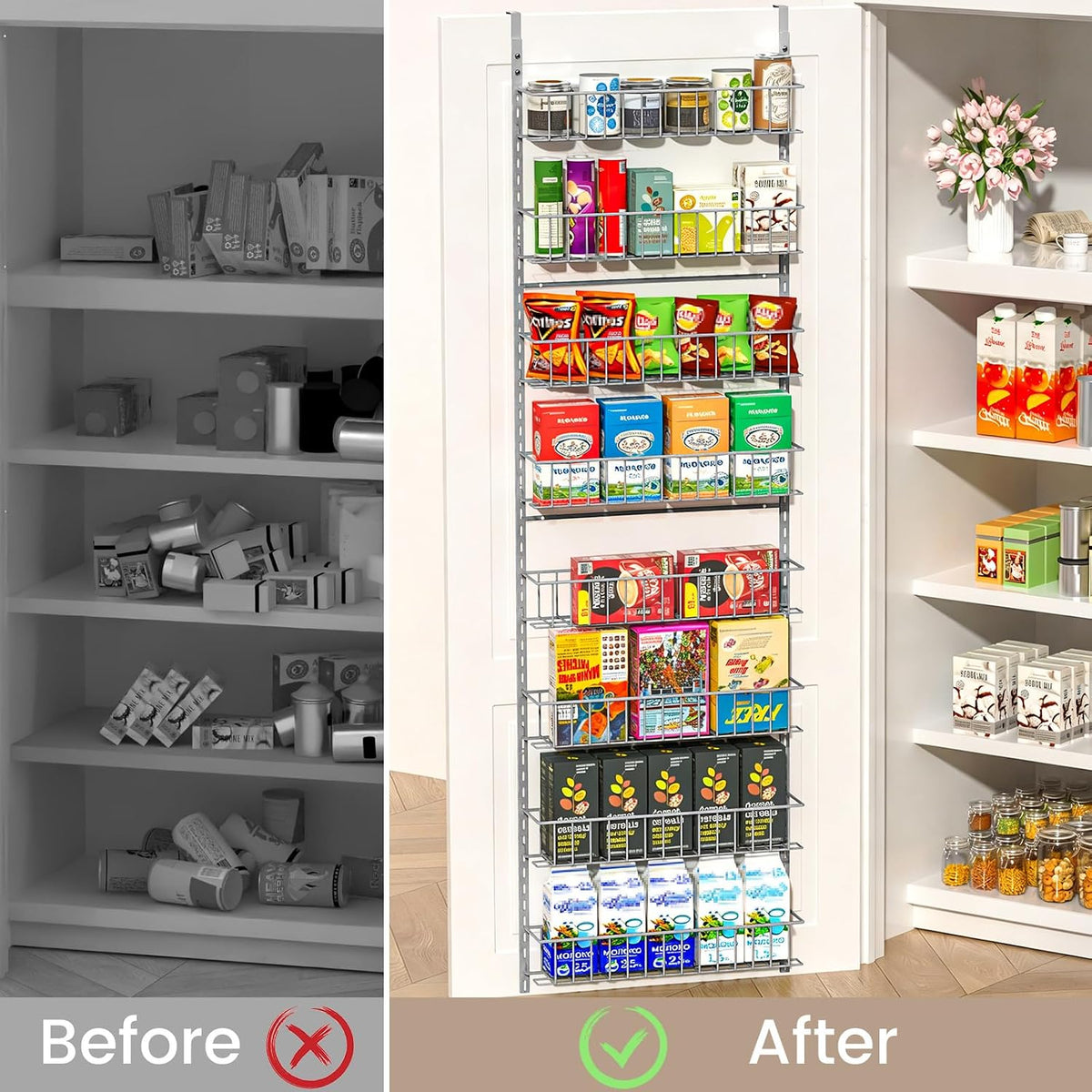 8-Tier Pantry Door Organizer, Black