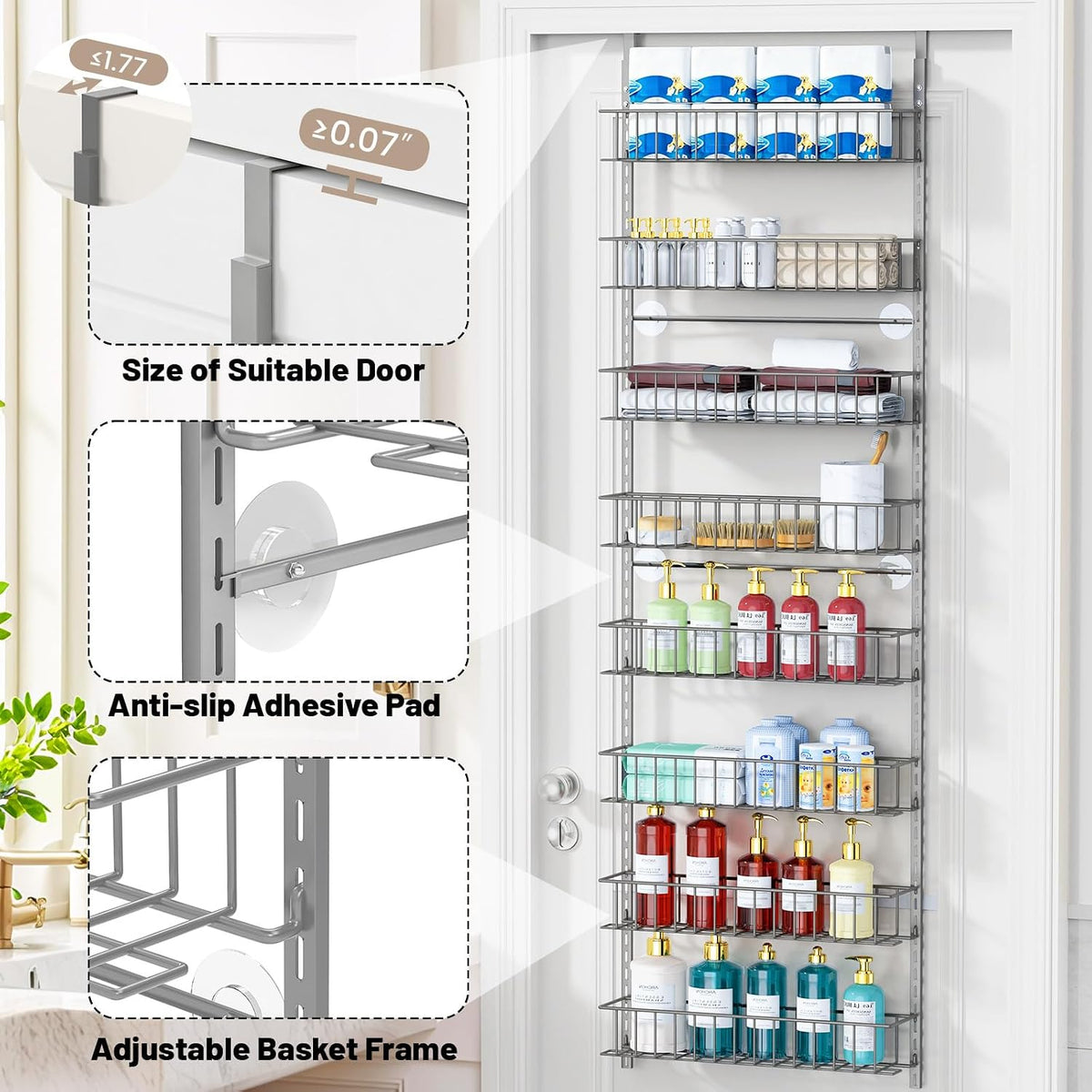 8-Tier Pantry Door Organizer, Black
