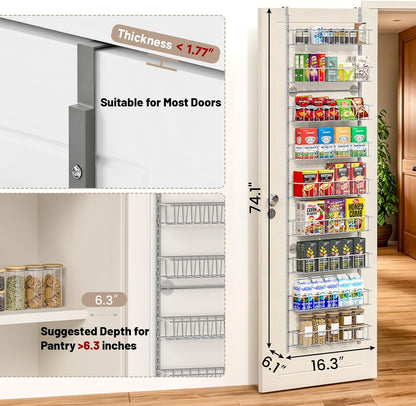 8-Tier Pantry Door Organizer, Black