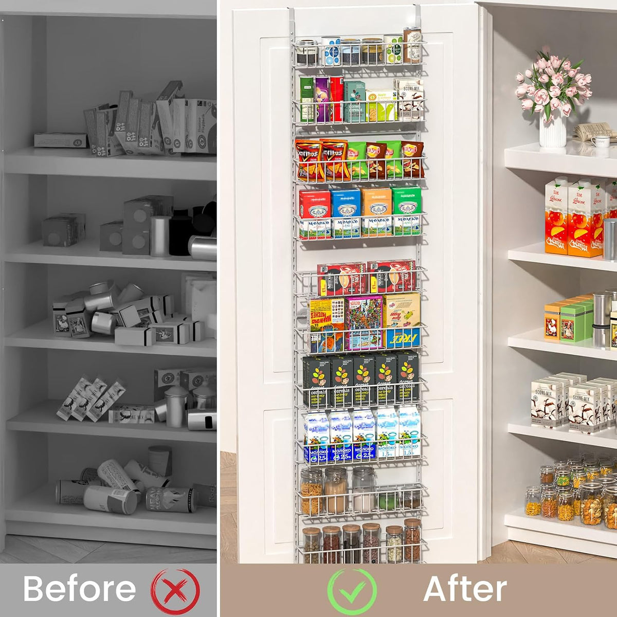8-Tier Pantry Door Organizer, Black