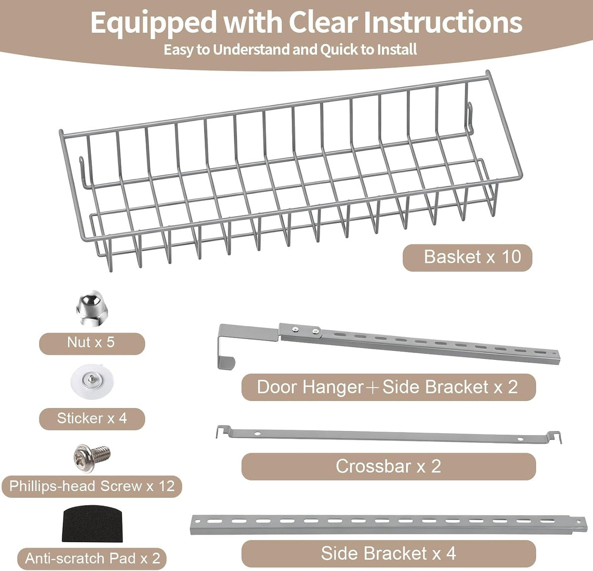 8-Tier Pantry Door Organizer, Black