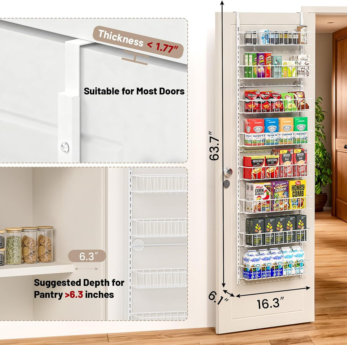 8-Tier Pantry Door Organizer, Black