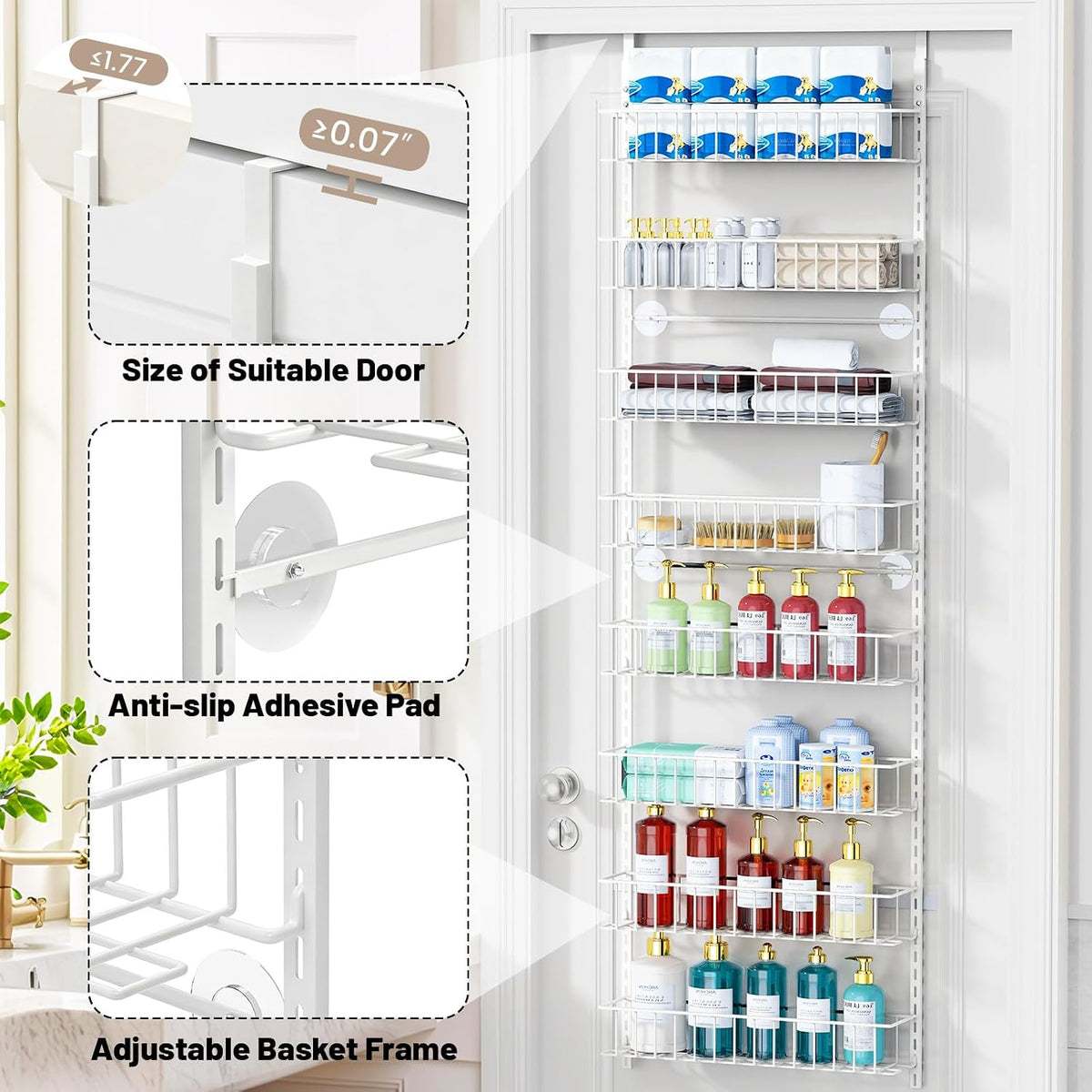 8-Tier Pantry Door Organizer, Black