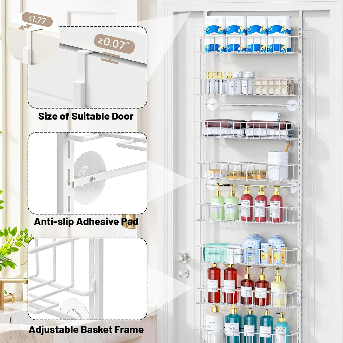 8-Tier Pantry Door Organizer, Black
