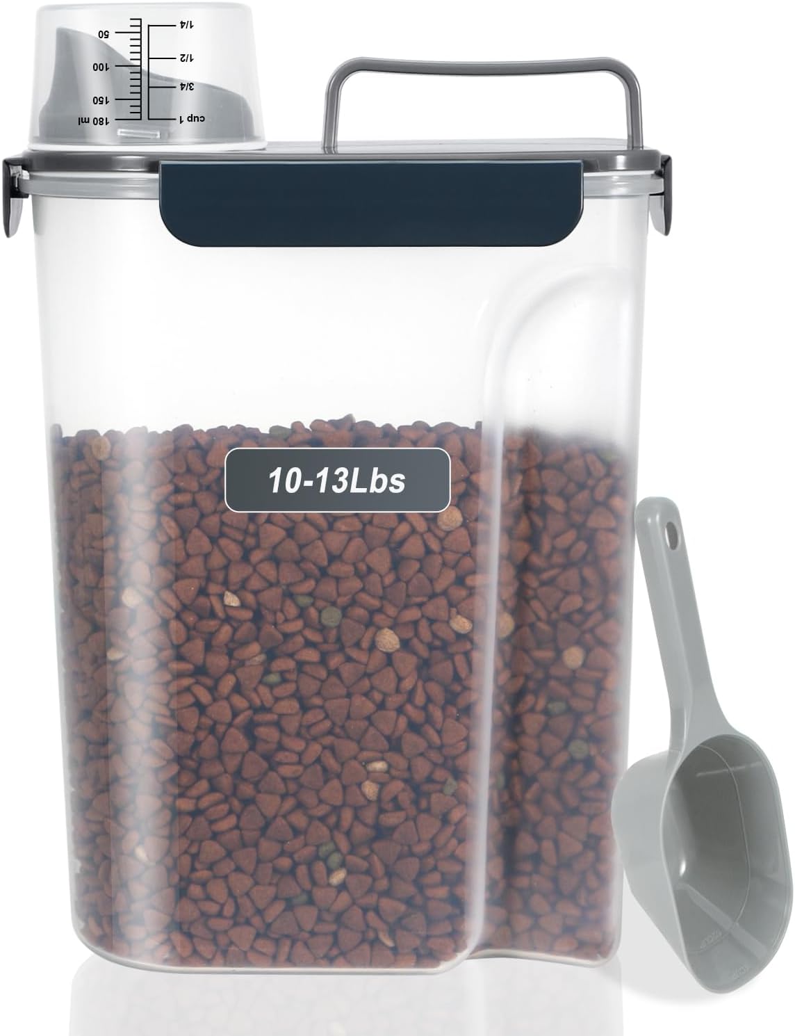 5-7Lbs Cat Dog Storage Container, Portable Pet Food Containers with Upgraded Large Spout and Cup, Small Animal Kibble Dispenser for Bird Seed, Oatmeal, Rice, Flour, Brown Sugart-Dark Green