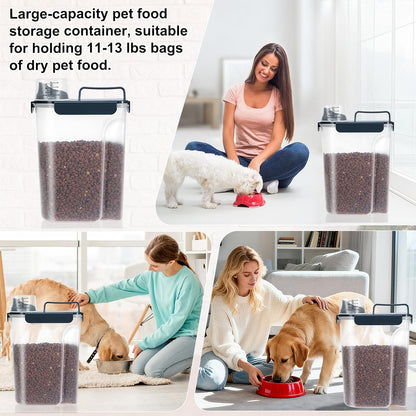 5-7Lbs Cat Dog Storage Container, Portable Pet Food Containers with Upgraded Large Spout and Cup, Small Animal Kibble Dispenser for Bird Seed, Oatmeal, Rice, Flour, Brown Sugart-Dark Green