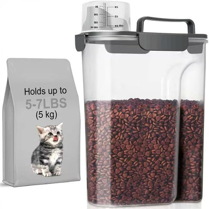 5-7Lbs Cat Dog Storage Container, Portable Pet Food Containers with Upgraded Large Spout and Cup, Small Animal Kibble Dispenser for Bird Seed, Oatmeal, Rice, Flour, Brown Sugart-Dark Green