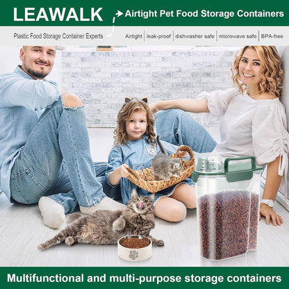 5-7Lbs Cat Dog Storage Container, Portable Pet Food Containers with Upgraded Large Spout and Cup, Small Animal Kibble Dispenser for Bird Seed, Oatmeal, Rice, Flour, Brown Sugart-Dark Green