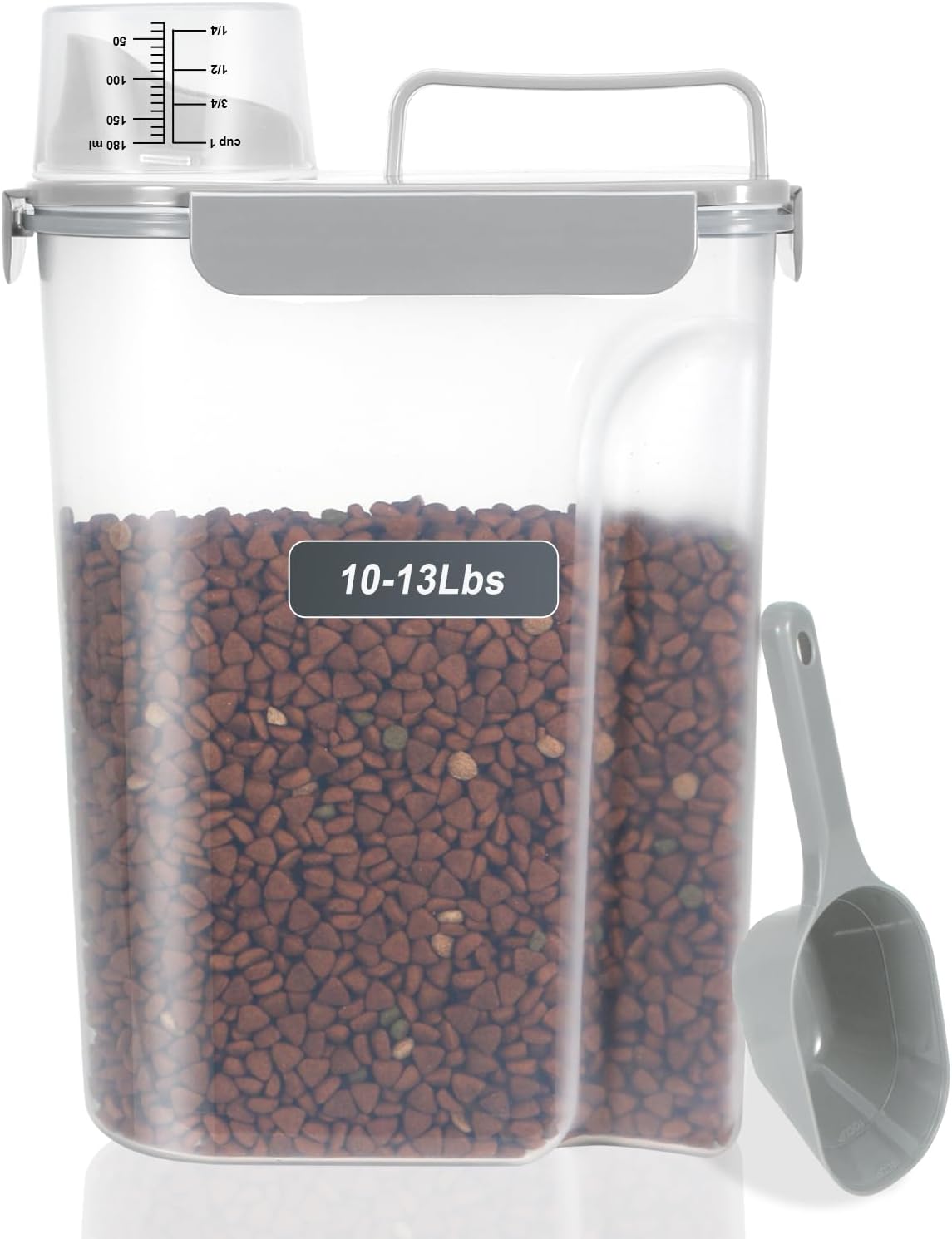 5-7Lbs Cat Dog Storage Container, Portable Pet Food Containers with Upgraded Large Spout and Cup, Small Animal Kibble Dispenser for Bird Seed, Oatmeal, Rice, Flour, Brown Sugart-Dark Green
