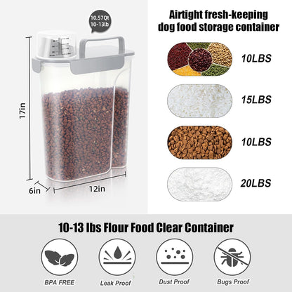 5-7Lbs Cat Dog Storage Container, Portable Pet Food Containers with Upgraded Large Spout and Cup, Small Animal Kibble Dispenser for Bird Seed, Oatmeal, Rice, Flour, Brown Sugart-Dark Green