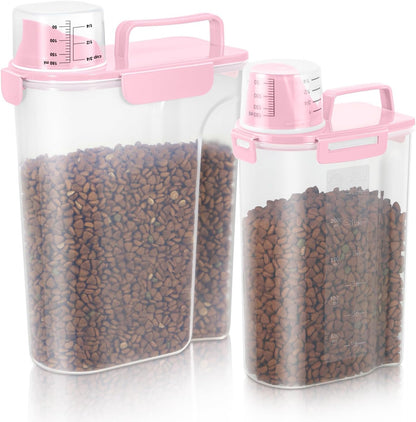 5-7Lbs Cat Dog Storage Container, Portable Pet Food Containers with Upgraded Large Spout and Cup, Small Animal Kibble Dispenser for Bird Seed, Oatmeal, Rice, Flour, Brown Sugart-Dark Green
