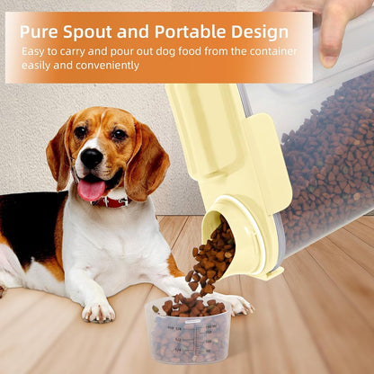 5-7Lbs Cat Dog Storage Container, Portable Pet Food Containers with Upgraded Large Spout and Cup, Small Animal Kibble Dispenser for Bird Seed, Oatmeal, Rice, Flour, Brown Sugart-Dark Green