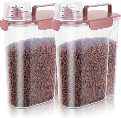 5-7Lbs Cat Dog Storage Container, Portable Pet Food Containers with Upgraded Large Spout and Cup, Small Animal Kibble Dispenser for Bird Seed, Oatmeal, Rice, Flour, Brown Sugart-Dark Green
