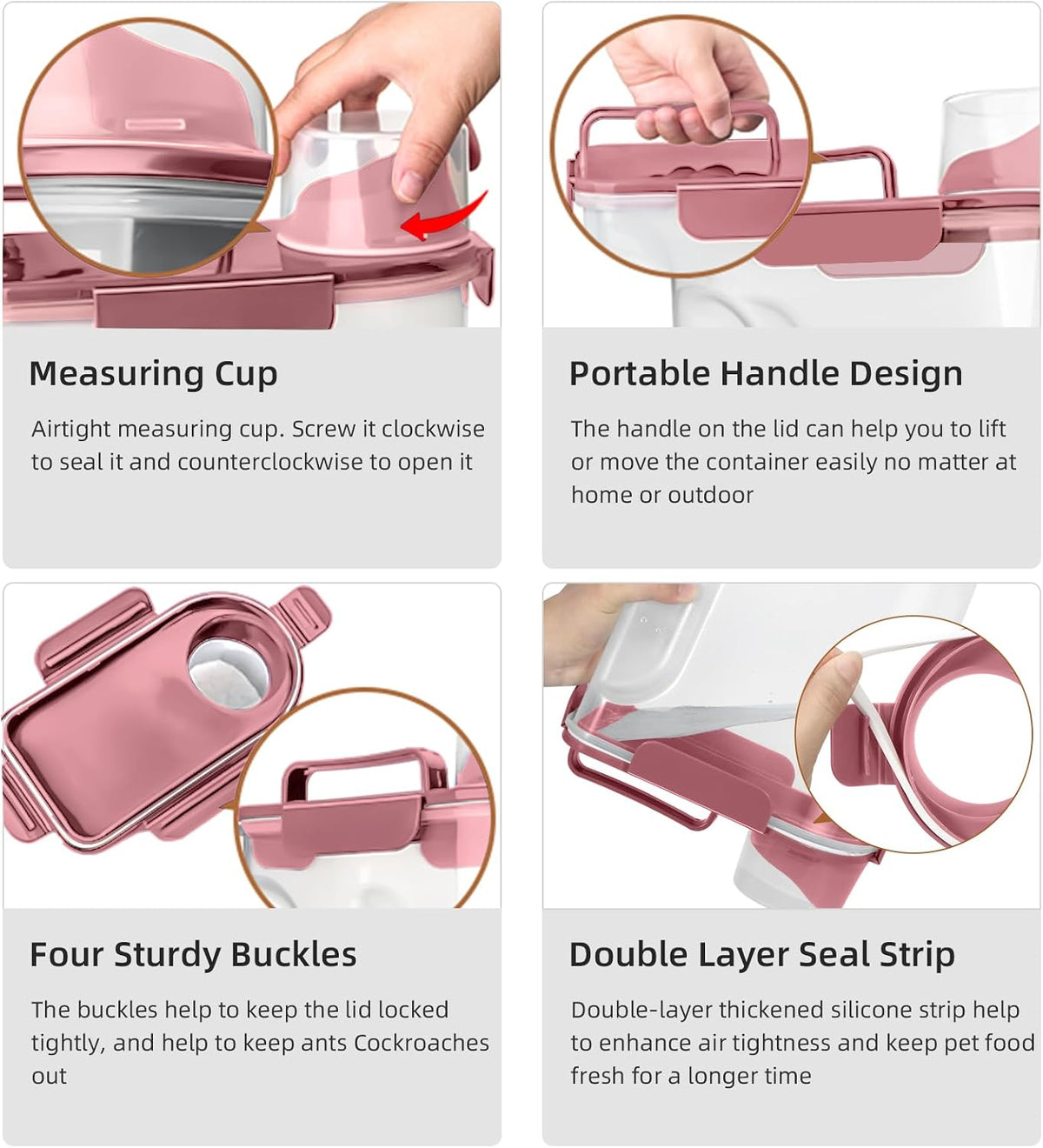 5-7Lbs Cat Dog Storage Container, Portable Pet Food Containers with Upgraded Large Spout and Cup, Small Animal Kibble Dispenser for Bird Seed, Oatmeal, Rice, Flour, Brown Sugart-Dark Green