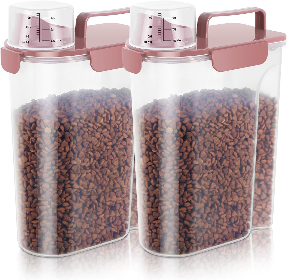 5-7Lbs Cat Dog Storage Container, Portable Pet Food Containers with Upgraded Large Spout and Cup, Small Animal Kibble Dispenser for Bird Seed, Oatmeal, Rice, Flour, Brown Sugart-Dark Green