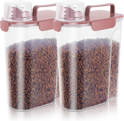 5-7Lbs Cat Dog Storage Container, Portable Pet Food Containers with Upgraded Large Spout and Cup, Small Animal Kibble Dispenser for Bird Seed, Oatmeal, Rice, Flour, Brown Sugart-Dark Green