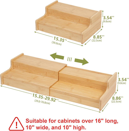 2-Tier Expandable Bamboo Coffee Mug Holder, Mug Organizer for Kitchen Cabinets, Mug Cup Rack, Multi-Functional Cup Holder Shelf, Coffee Bar Organizer, Home