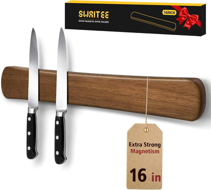 Magnetic Knife Holder, 16 Inch Acacia Wood Knife Strip for Wall or Fridge