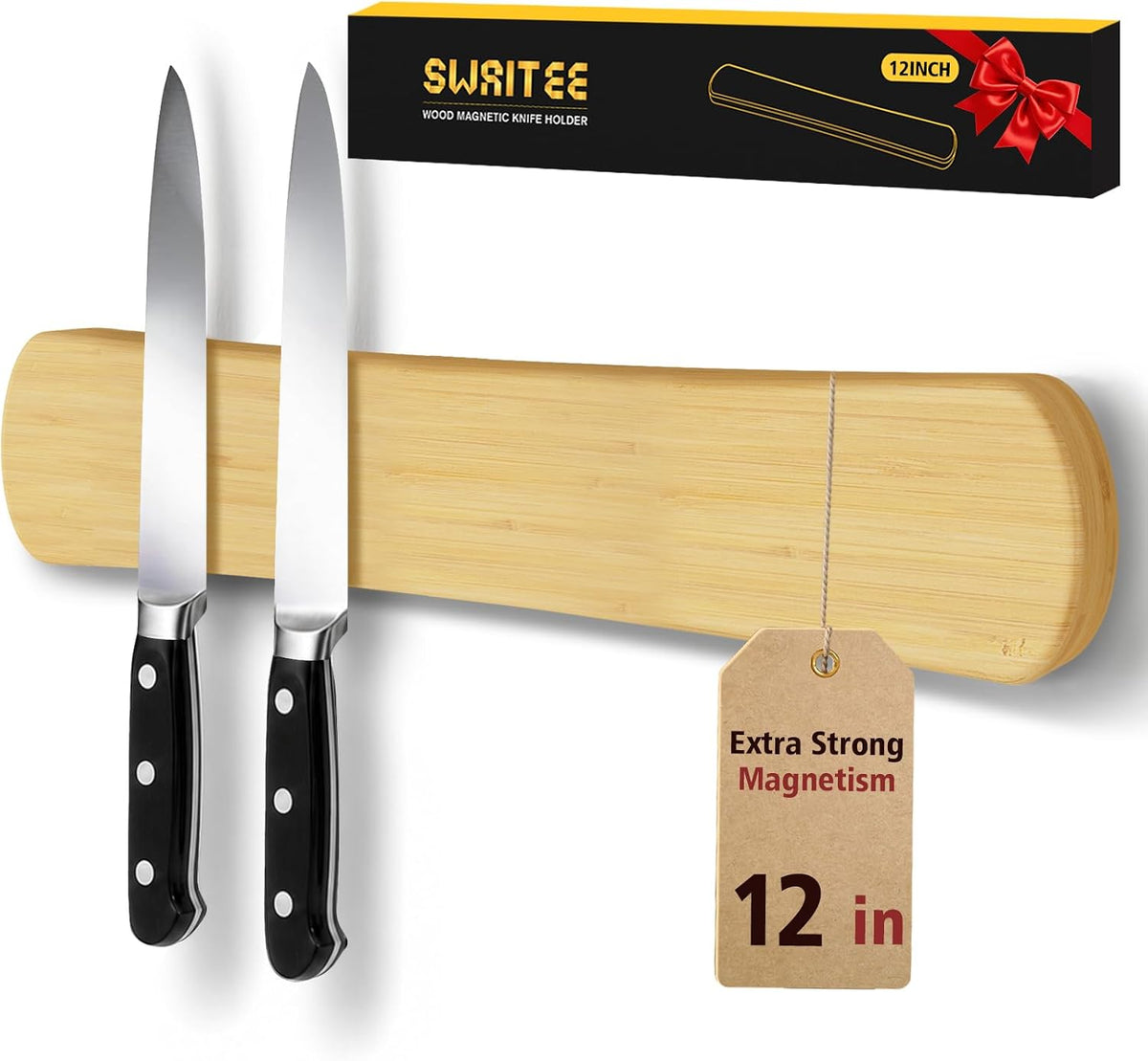 Magnetic Knife Holder, 16 Inch Acacia Wood Knife Strip for Wall or Fridge