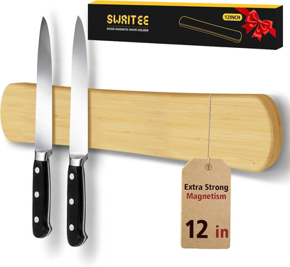 Magnetic Knife Holder, 16 Inch Acacia Wood Knife Strip for Wall or Fridge
