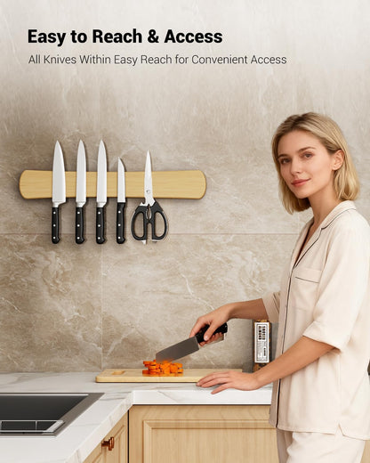 Magnetic Knife Holder, 16 Inch Acacia Wood Knife Strip for Wall or Fridge