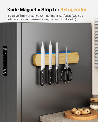Magnetic Knife Holder, 16 Inch Acacia Wood Knife Strip for Wall or Fridge