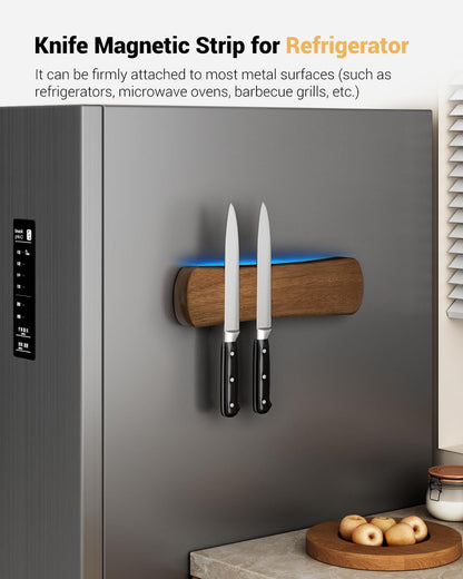 Magnetic Knife Holder, 16 Inch Acacia Wood Knife Strip for Wall or Fridge