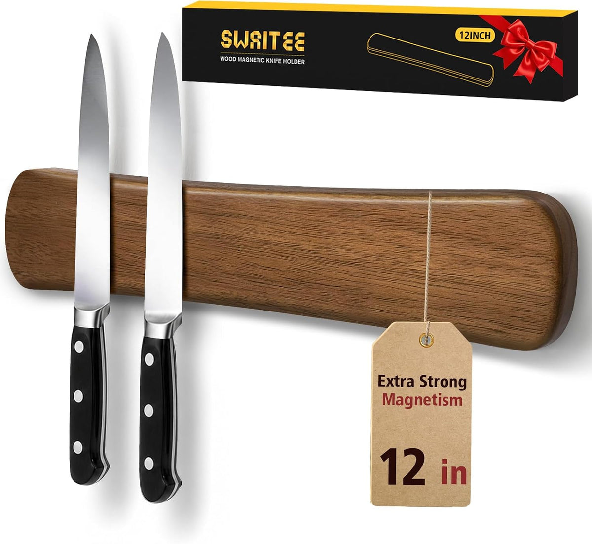 Magnetic Knife Holder, 16 Inch Acacia Wood Knife Strip for Wall or Fridge