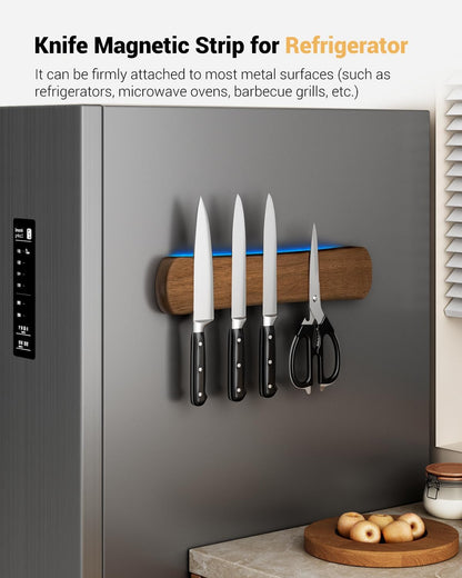 Magnetic Knife Holder, 16 Inch Acacia Wood Knife Strip for Wall or Fridge